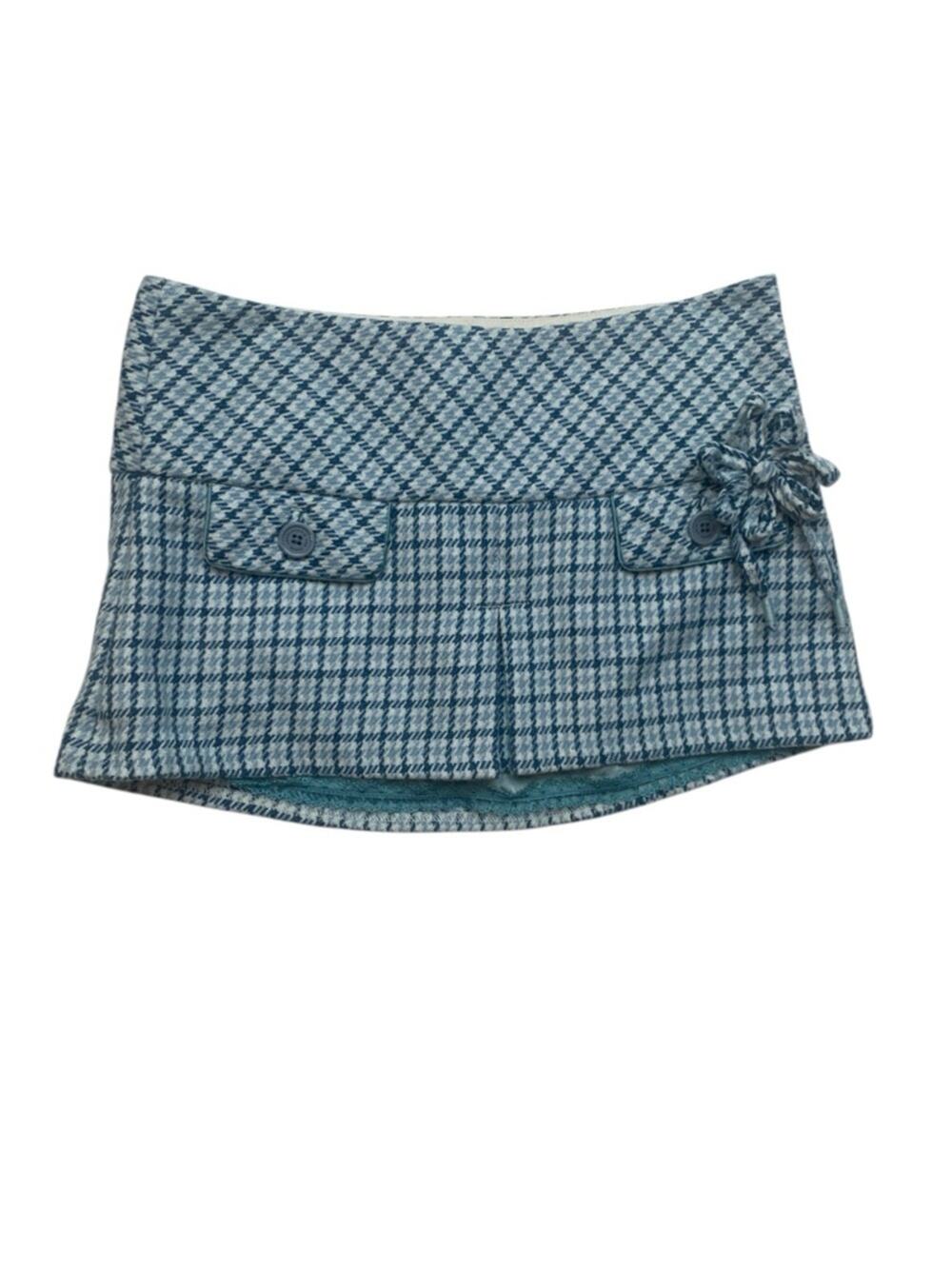 Abercrombie & Fitch size 2 xs wool micro Blue Plaid Mini Skirt y2k rare silk